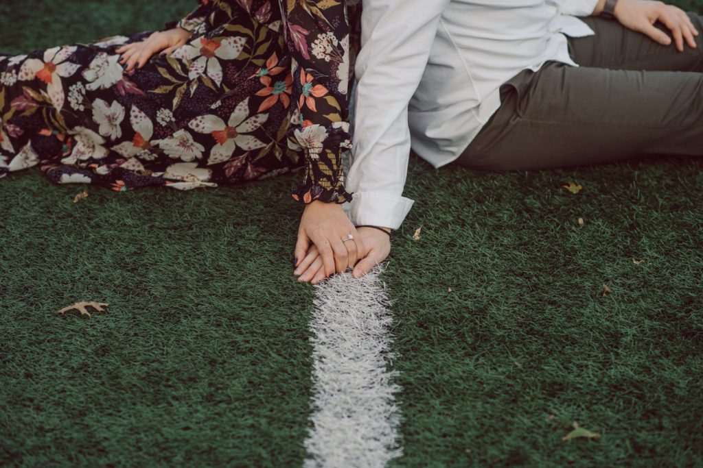 Samantha and Mike met while attending Monmouth University in West Long Branch, NJ. Sam and Mike's relationship wasn't a romantic one in the beginning but slowly they felt love for each other and one perfect day they became a couple. For their Fall engagement session, Sam and Mike decided to visit their old campus for their engagement session where it all began for them. Sam and Mike's Monmouth University Engagement photographed by NYC elopement, Hudson Valley, Catskills, NY and NJ, Farm, Adventure Wedding and Elopement Photographer Karis | Hey Karis